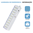Luminária Emergência Lâmpada 30 ou 60 Leds Recarregável Bivolt Luz Branca Fria