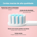 Escova de Dentes Recarregável Elétrica Portátil Ultrassônica com Cabeças Substituíveis