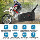 V6 Plus Mais Fone De Ouvido Intercomunicador De Capacete De Motocicleta Bluetooth Com Interfone BT De 1500M