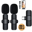 Microfone de Lapela Sem Fio K9 Duplo — USB-C e iPhone, Alcance de 50m, Plug and Play para Vlogs, Lives e Reuniões