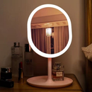 Espelho LED de Mesa com Bandeja Porta Maquiagem Luz 3 Cores Ajustável Touch USB