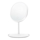Espelho LED de Mesa com Bandeja Porta Maquiagem Luz 3 Cores Ajustável Touch USB