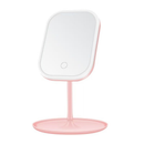 Espelho LED de Mesa com Bandeja Porta Maquiagem Luz 3 Cores Ajustável Touch USB