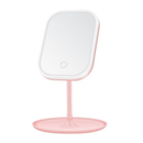 Espelho LED de Mesa com Bandeja Porta Maquiagem Luz 3 Cores Ajustável Touch USB