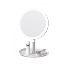 Espelho LED de Mesa com Bandeja Porta Maquiagem Luz 3 Cores Ajustável Touch USB