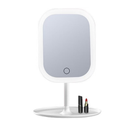 Espelho LED de Mesa com Bandeja Porta Maquiagem Luz 3 Cores Ajustável Touch USB