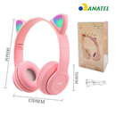 Fones de ouvido de gato com LED sem fio Bluetooth para gatinhos anjgg