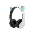 Fone de Ouvido Bluetooth Orelha de Gato — LED RGB, Entrada P2, FM e Cartão SD | Estilo Kawaii