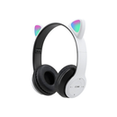 Fone de Ouvido Bluetooth Orelha de Gato — LED RGB, Entrada P2, FM e Cartão SD | Estilo Kawaii