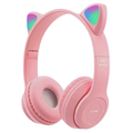 Fone de Ouvido Bluetooth Orelha de Gato — LED RGB, Entrada P2, FM e Cartão SD | Estilo Kawaii